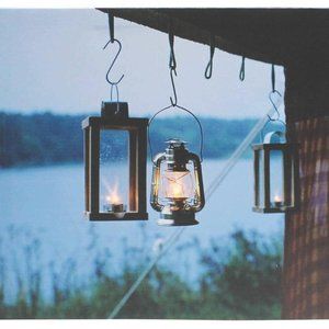 Flickering Lights Print Lake Lanterns Canvas NEW